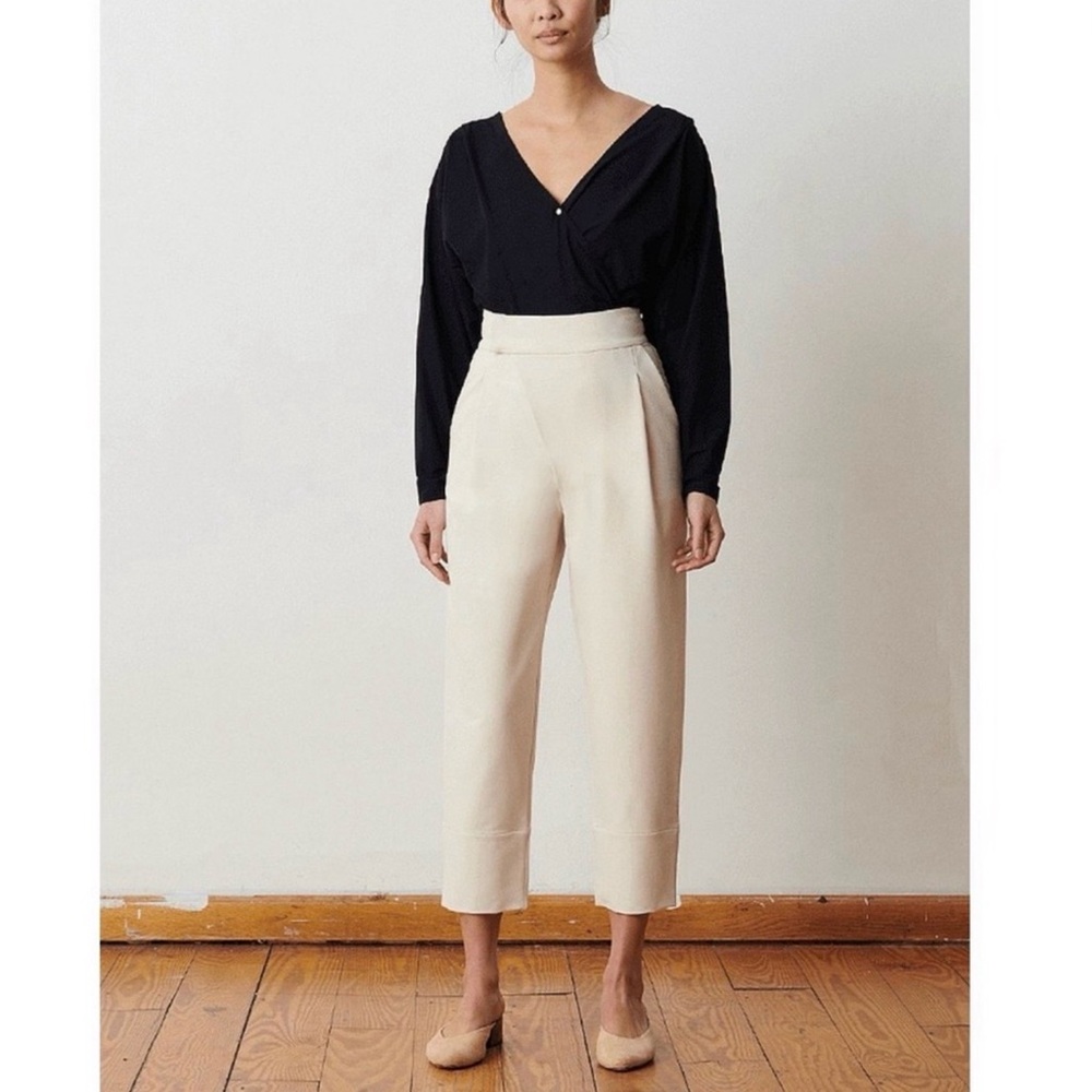 ADAY Portfolio Pant Crossover Waist Tapered Technical Trouser Oat Medium